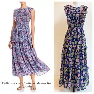 Banjanan | Iris Maxi Dress Familia Flor Blueprint | Blue | M